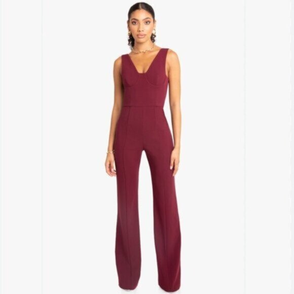 Black Halo Burgundy Wide Leg Jumpsuit